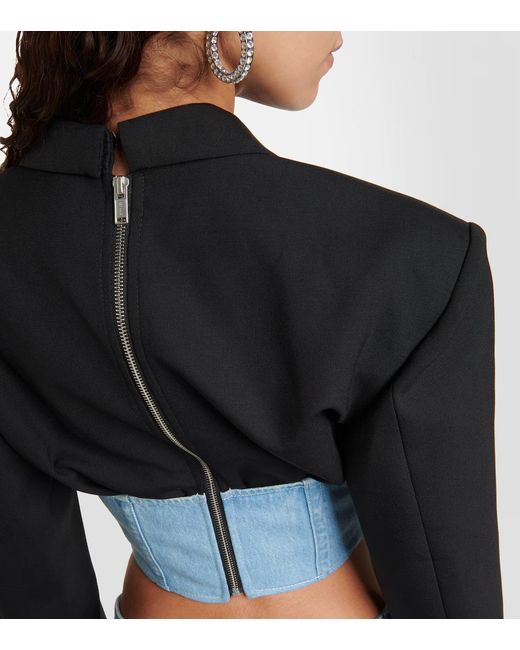 Dion Lee Black Cowboy-Cloth Patchwork Suit Jacket