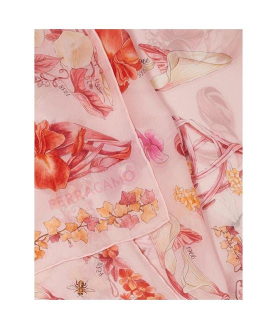 Ferragamo Pink Ferragamo Floral Print Scarf
