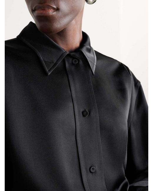 Jil Sander Black Long-Sleeved Satin Shirt