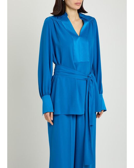 Joseph Blue Chiffon Long-Sleeve Top