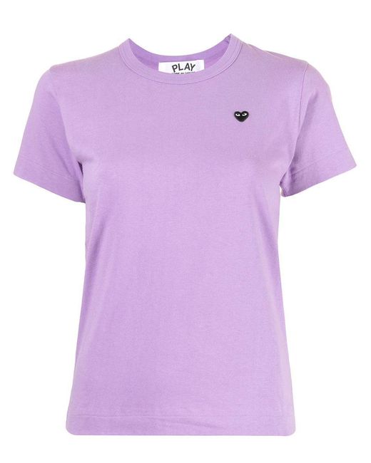 COMME DES GARÇONS PLAY Purple Embroidered-Logo Cotton T-Shirt