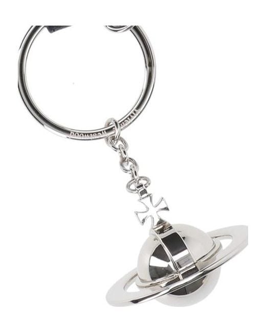 Vivienne Westwood White Orb Charm Chained Keychain