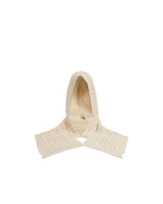 Isabel Marant White Cable Knitted Hooded Scarf
