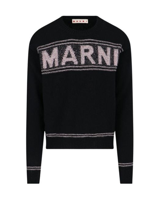 Marni Black Logo Patch Crewneck Jumper for men