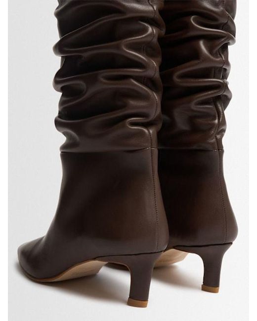 Alohas Brown Kalila Pleated Leather Boots