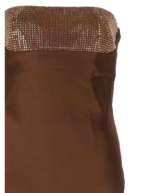 retroféte Brown Retrofete Embellished Strapless Dress