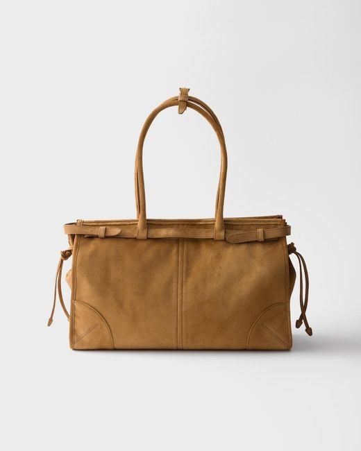 Prada Brown Bonnie Large Suede Handbag