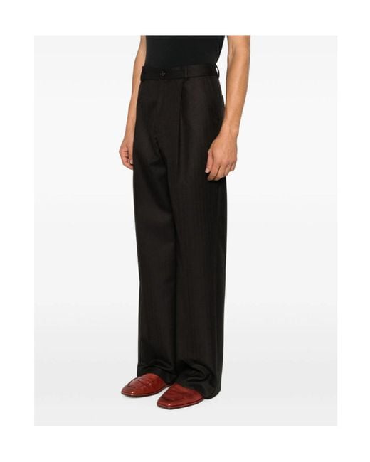Dries Van Noten Black Button-Detail Casual Trousers for men