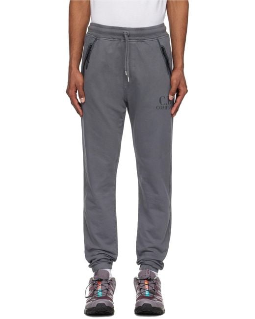 C P Company Gray Logo-Print Sweatpants for men