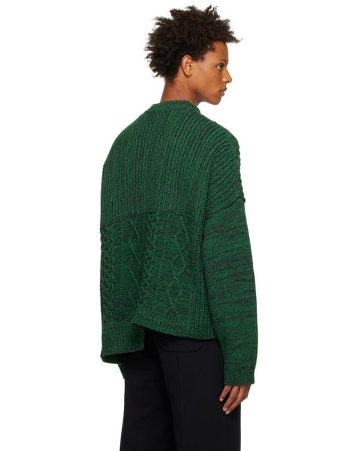 Ambush Green Patchwork Knitted Jumper for men