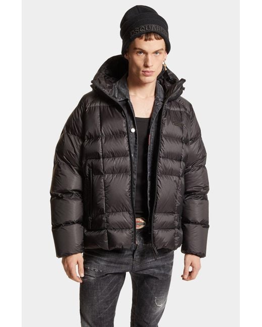 DSquared² Black Hooded Down Jacket for men