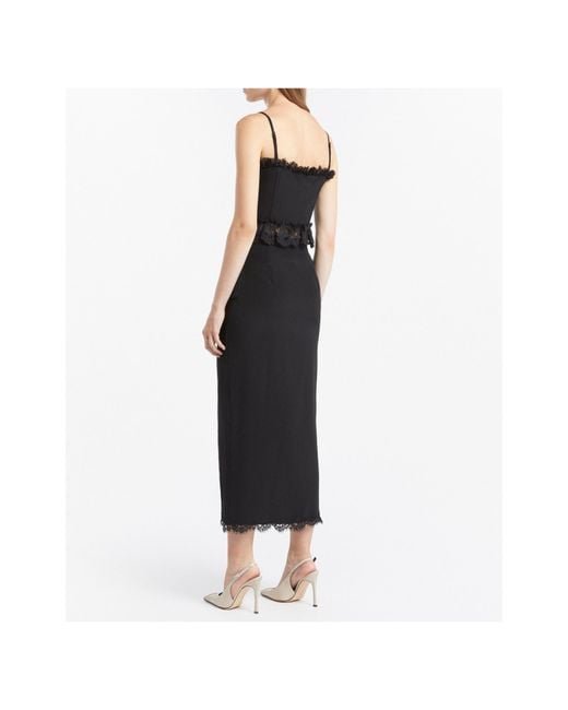 Alessandra Rich Black Lace-Trim Midi Skirt