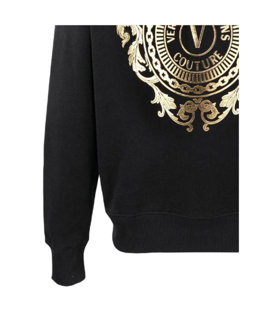 Versace Jeans Black Metallic-Logo Print Sweatshirt for men