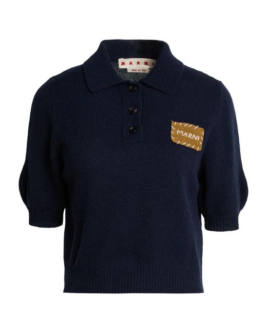 Marni Blue Solid-Color Short-Sleeved Knit Top