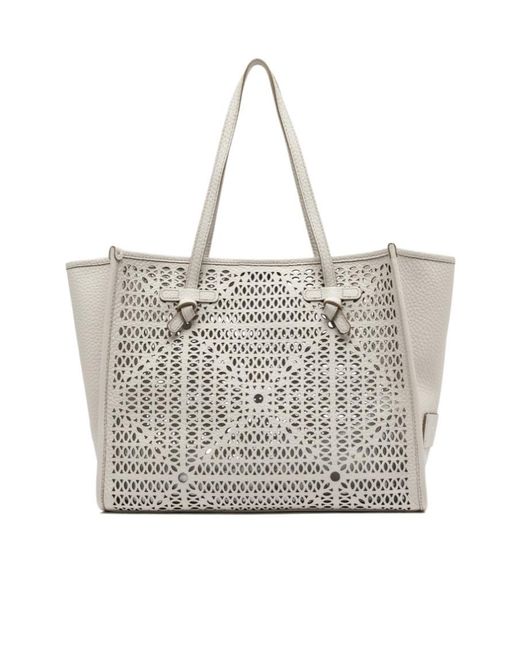 Gianni Chiarini Gray Marcella Laser-Cut Shoulder Bag