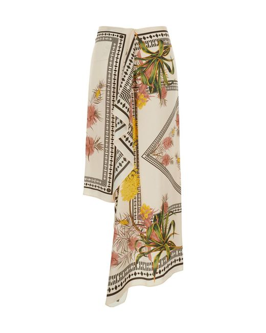 Blumarine Metallic Skirt With Hidden Back Closure And All-Over Floral Print