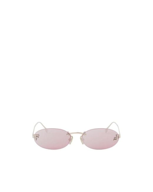 Fendi Pink Eyewear Oval Frame Sunglasses
