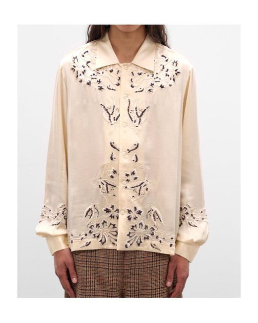 Bode Metallic Phantasm Embroidered Long Sleeved Shirt for men