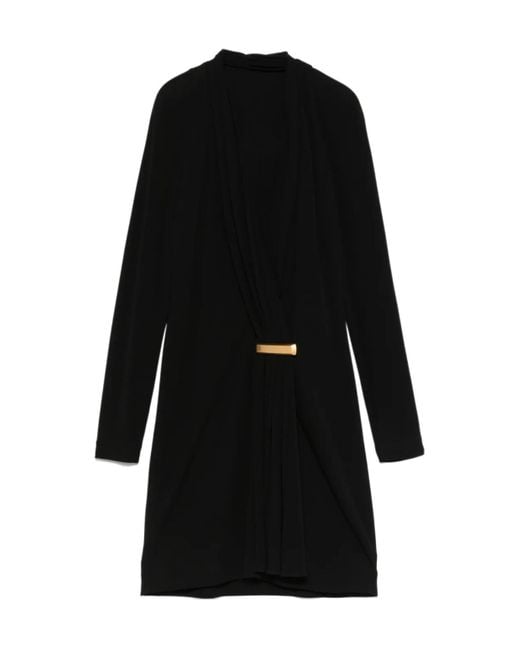 Tom Ford Black V-Neck Draped Mini Dress