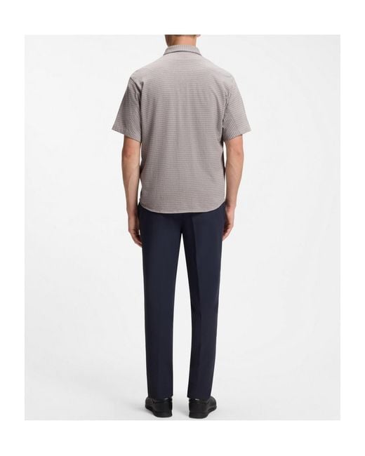 Boss Gray Regular-Fit Cotton Shirt With Performance Features for men