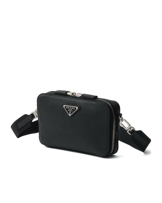 Prada Black Brique Saffiano Leather Bag for men