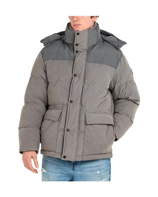 Boss Gray Casual Hooded Down Jacket for men