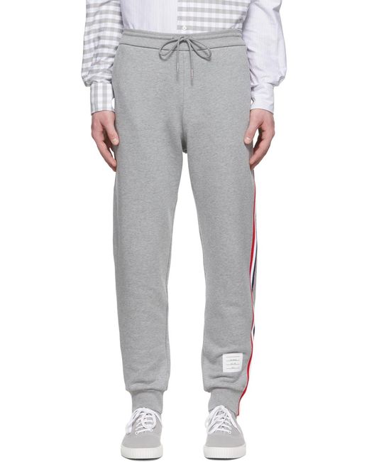 Thom Browne Gray Rwb Stripe Track Pants for men
