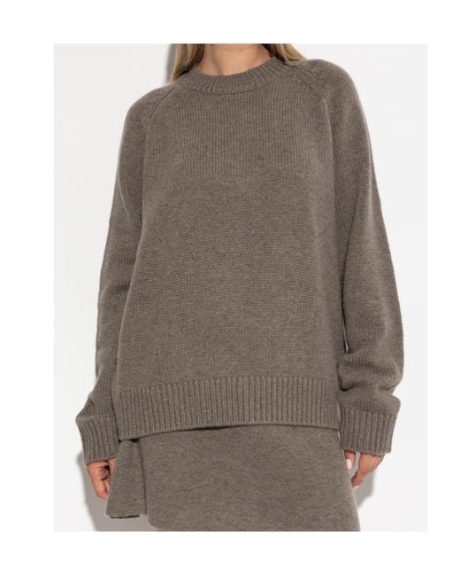 Lisa Yang Brown Raglan-Sleeve Cashmere Sweater