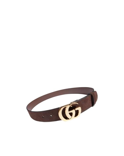Gucci Brown Cut Gg Marmont Leather Belt for men