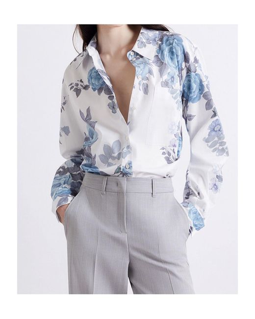 Marella Blue Oversized Stretch Poplin Shirt