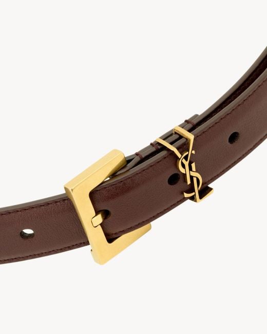 Saint Laurent White Cassandre Thin Belt