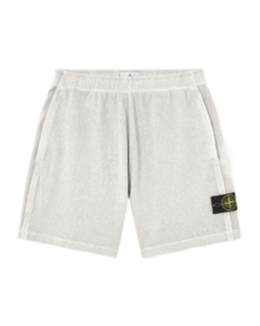 Stone Island White Logo Patch Elasticated Waistband Shorts for men