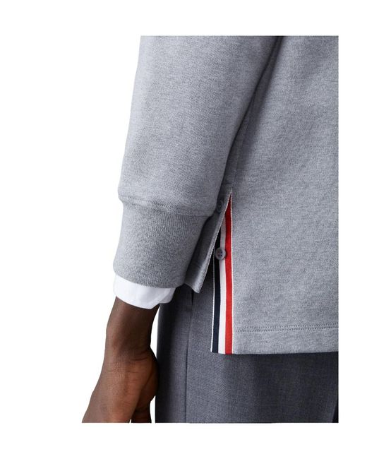 Thom Browne Gray Cotton Long-Sleeve Rugby Hoodie for men
