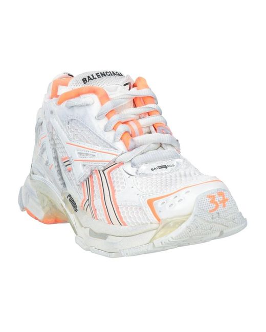 Balenciaga White Lace-Up Logo Sneakers