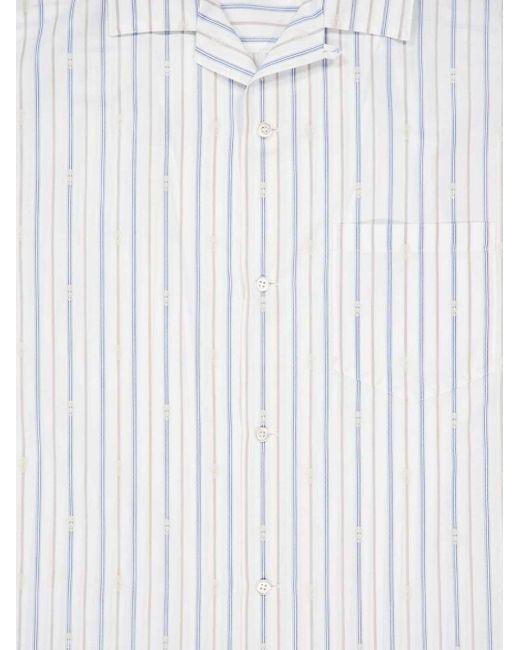 McQueen White Skull Embroidered Striped Shirt for men