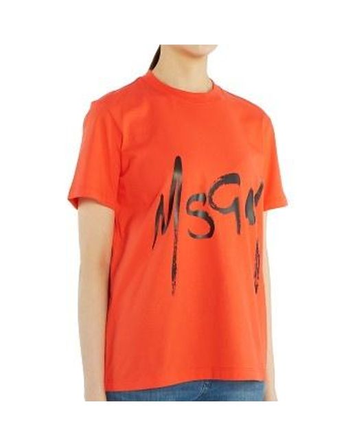 MSGM Orange Logo T-Shirt