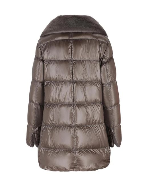 Herno Brown Zippered Quilted Down Jacket