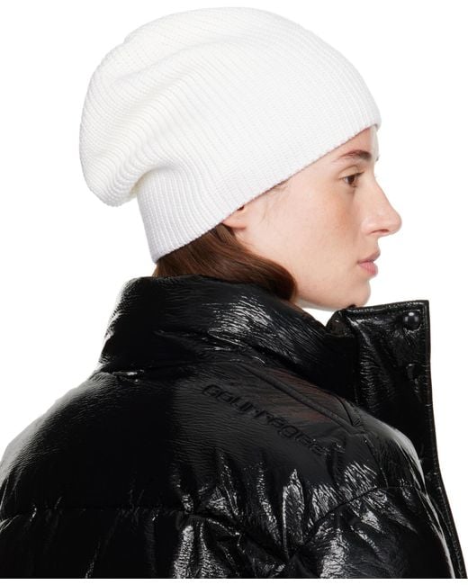 Courreges White Ribbed Beanie Hat