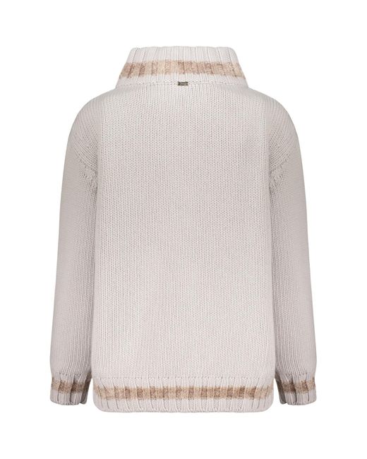 Herno Gray Striped Knitted Zip-Up Cardigan