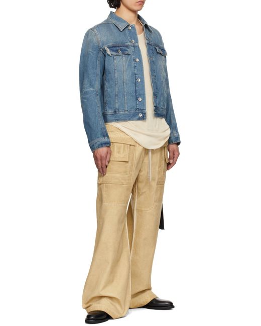 Rick Owens Blue Distressed Trucker Denim Jackets for men