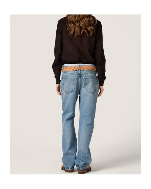 Miu Miu Blue Logo-Embroidered Straight-Leg Jeans