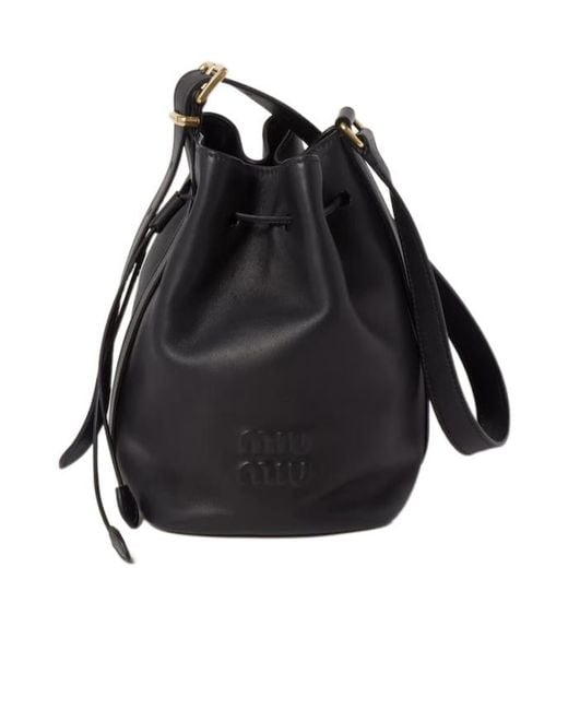 Miu Miu Black Leather Bucket Bag