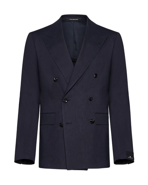 Tagliatore Blue Long Sleeved Double Breasted Jacket for men