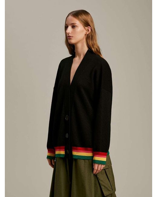 Palm Angels Black Miami Logo V-Neck Cardigan