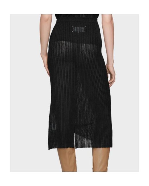 Maison Margiela Black Ribbed Knit Midi Skirt
