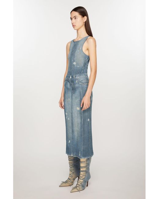 Acne Blue Denim Midi Skirt
