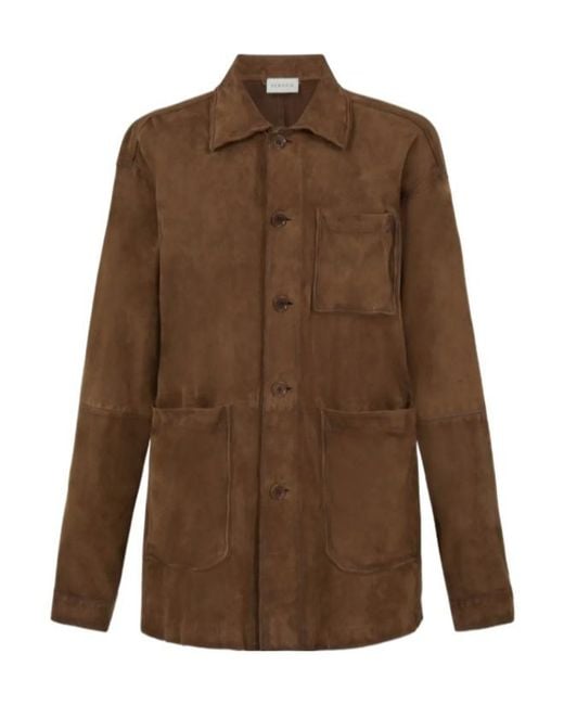 P.A.R.O.S.H. Brown Long-Sleeve Suede Jacket