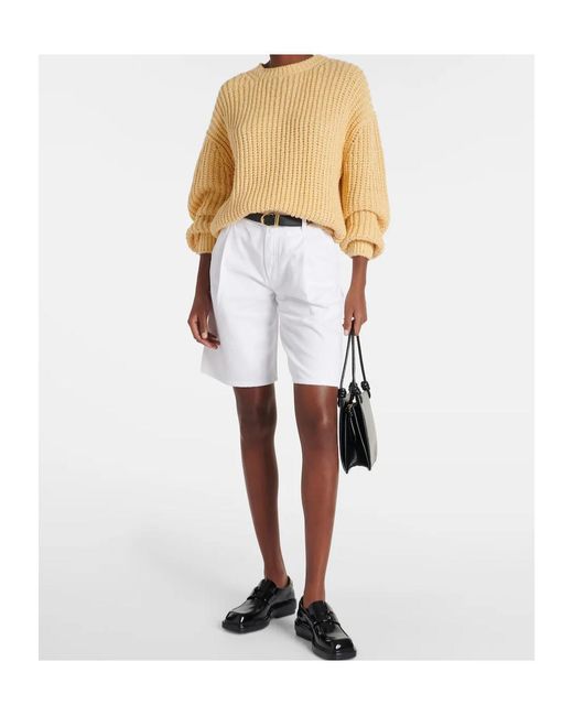 Agolde White Ellis Mid-Rise Denim Shorts