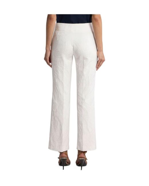 Etro White High-Waist Paisley Pants