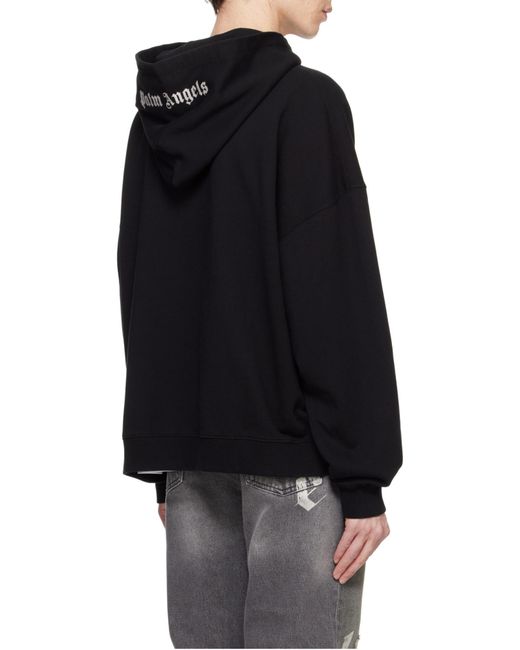 Palm Angels Black Logo Embroidered Hoodie for men